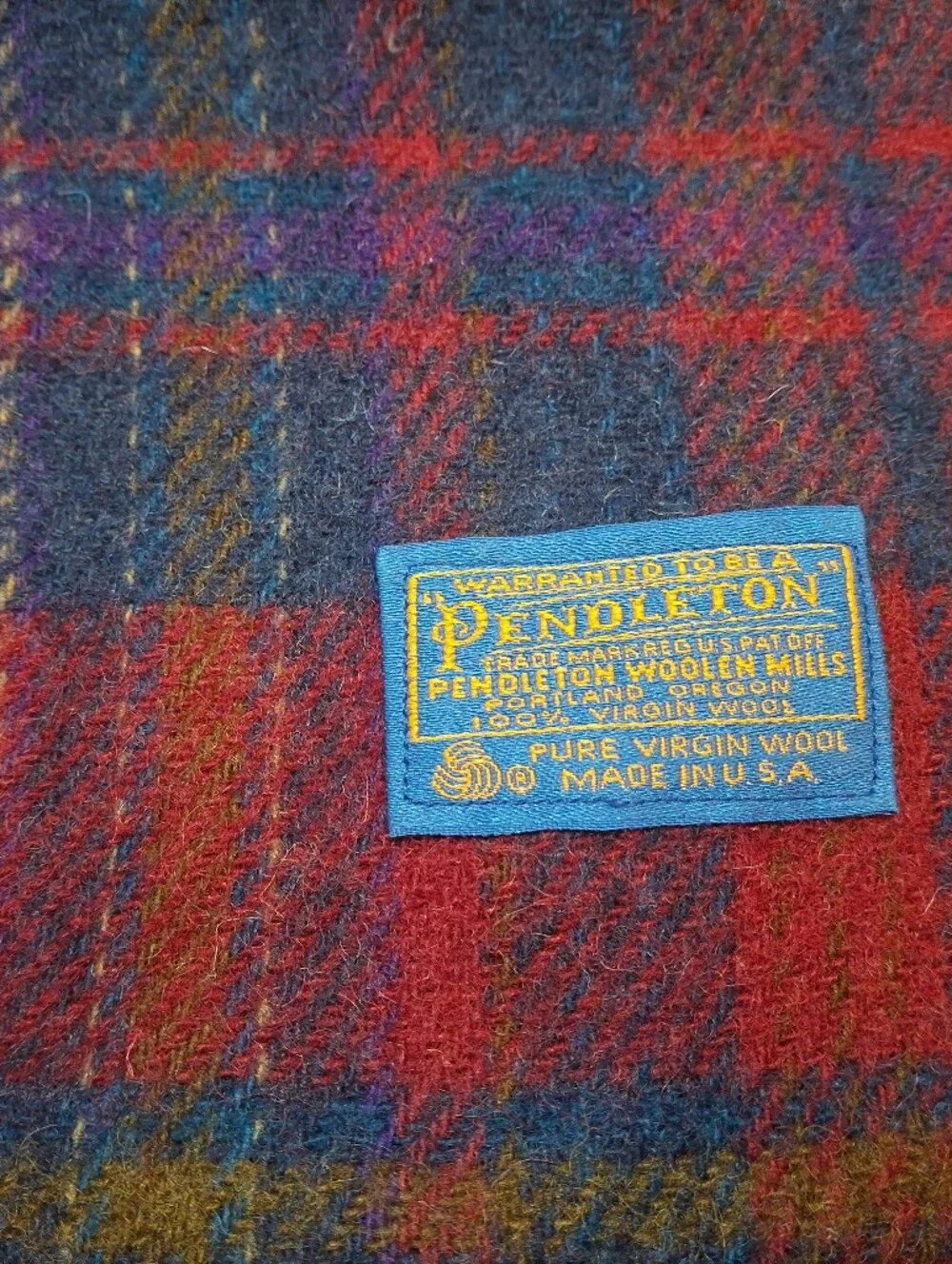 Pendleton Wool Blanket Plaid Fringe Throw Virgin Wool 52x66